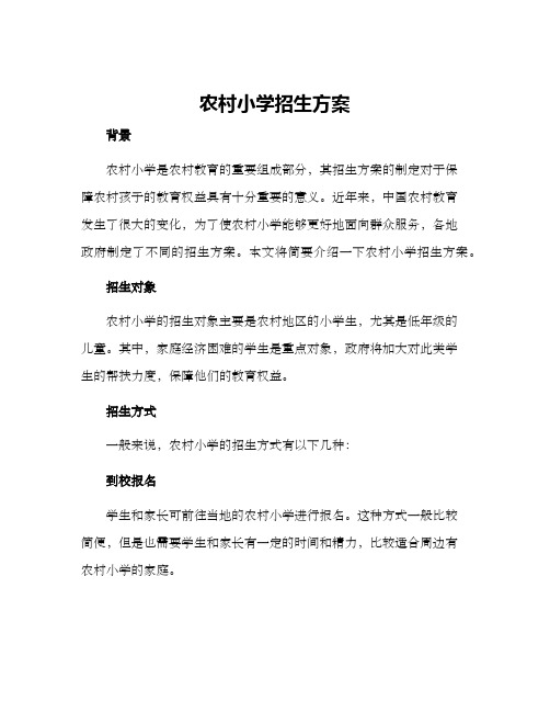 农村小学招生方案