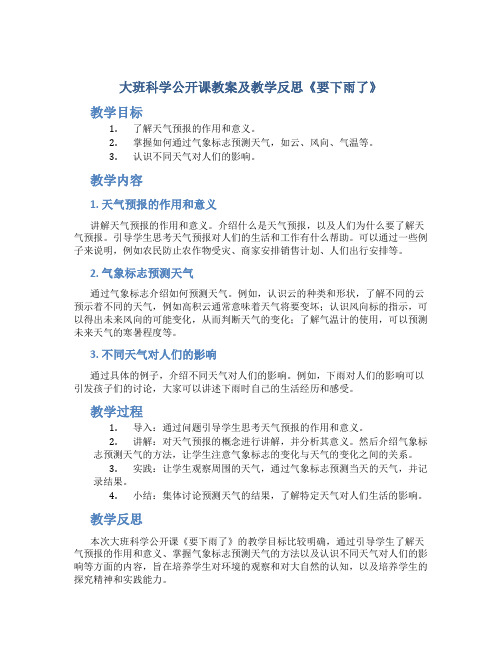 大班科学公开课教案及教学反思《要下雨了》