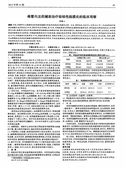 椎管内注药辅助治疗结核性脑膜炎的临床观察