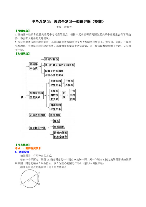 中考数学总复习：圆综合复习--知识讲解(提高)