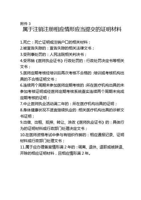 医师注销执业注册相应情形提交材料清单