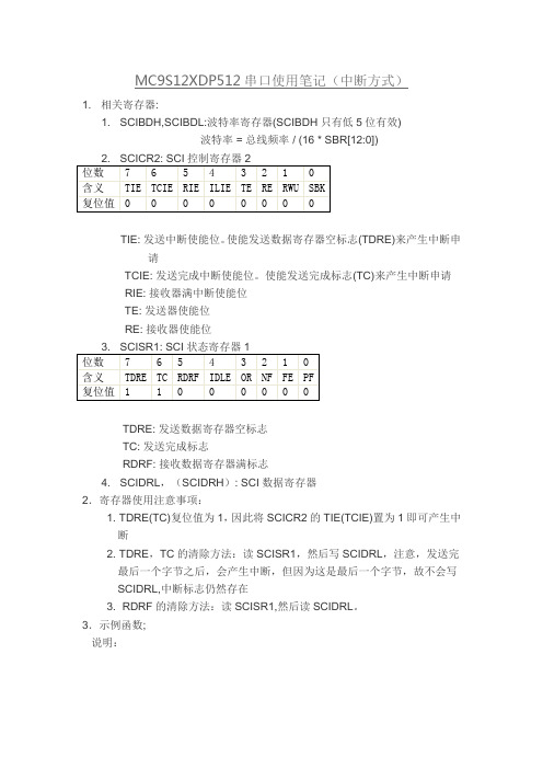 MC9S12XDP512串口使用笔记(中断方式)