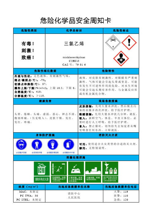 三氯乙烯-危险化学品安全周知卡