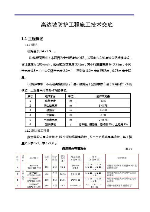 高边坡防护工程施工技术交底(一级)