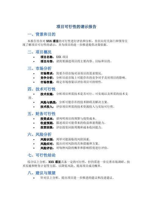 关于项目可行性的请示报告