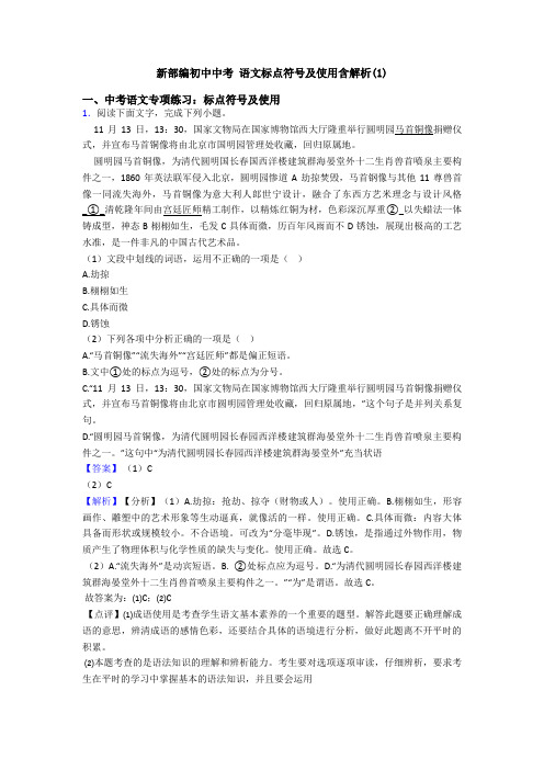 新部编初中中考 语文标点符号及使用含解析(1)