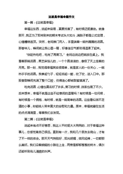 这就是幸福命题作文