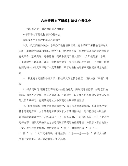 六年级语文下册教材培训心得体会 (1)