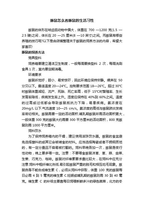 豚鼠怎么养豚鼠的生活习性