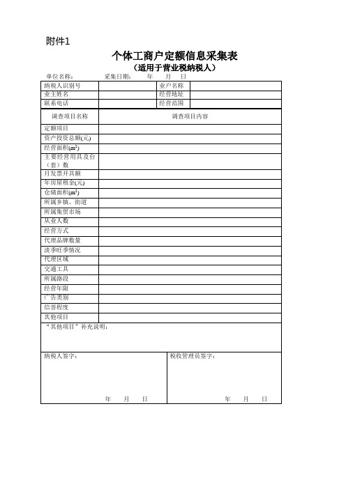 定期定额核定表及调查表