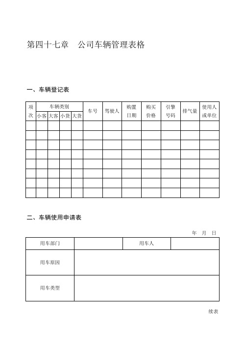 公司车辆管理表格