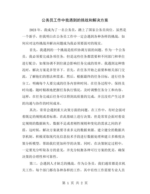 公务员工作中我遇到的挑战和解决方案