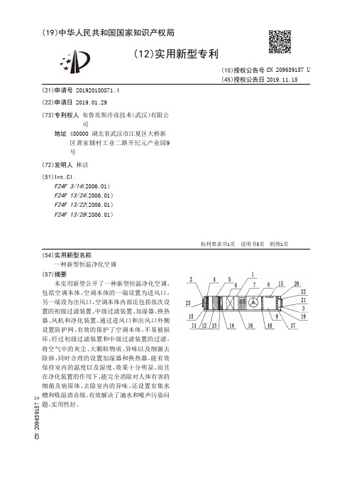 【CN209639157U】一种新型恒温净化空调【专利】