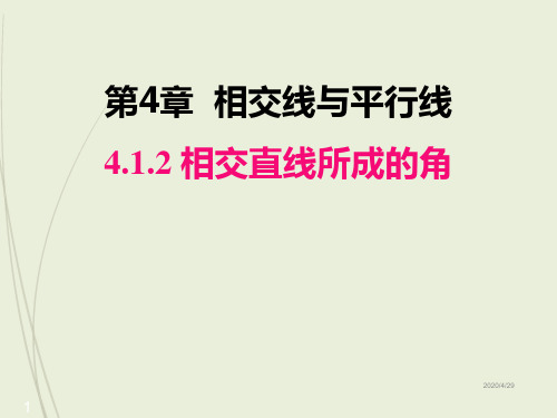 七年级下册数学精品课件4.1.2 相交直线所成的角