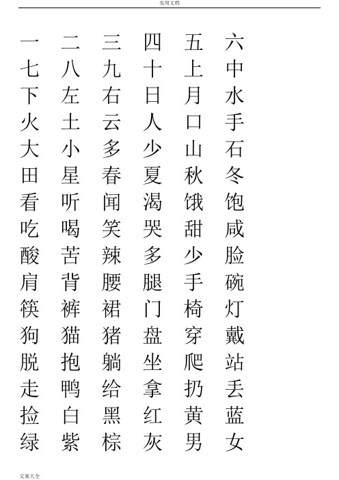 学龄前儿童必识字