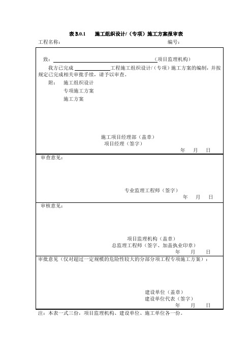 表B.0.1
