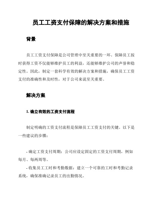 员工工资支付保障的解决方案和措施