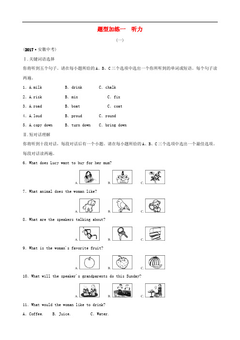 安徽省中考英语总复习 重点题型加练 加练一 听力