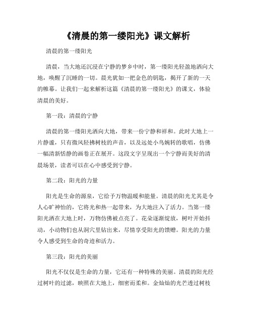 《清晨的第一缕阳光》课文解析