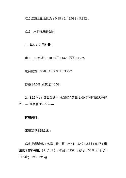 c15混凝土配合比