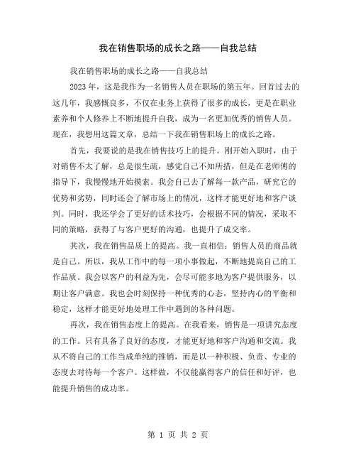 我在销售职场的成长之路——自我总结