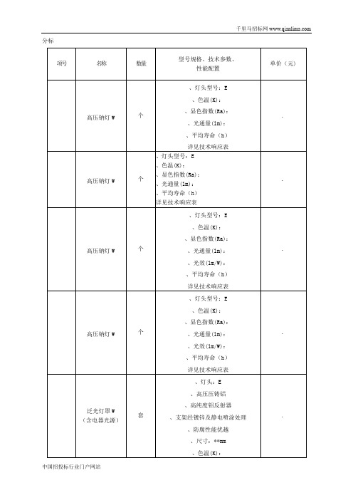 小修维护材料采购招投标书范本