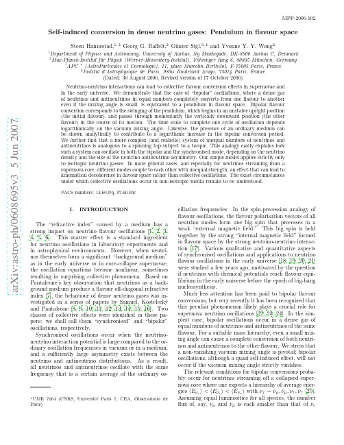 Self-induced conversion in dense neutrino gases Pendulum in flavour space