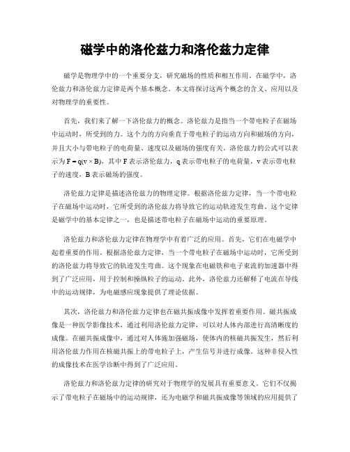 磁学中的洛伦兹力和洛伦兹力定律