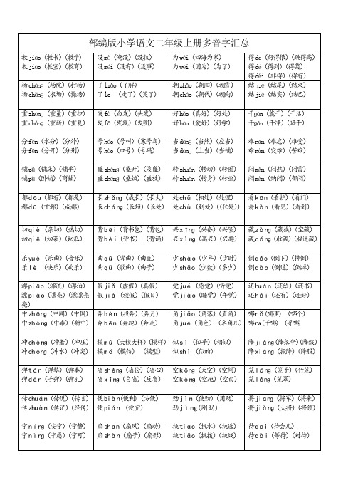 部编二年级上册多音字