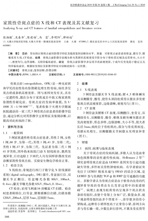 家族性骨斑点症的X线和CT表现及其文献复习