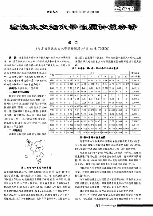临洮水文站水量还原计算分析