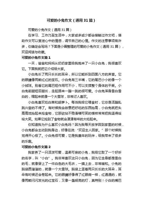 可爱的小兔作文（通用31篇）