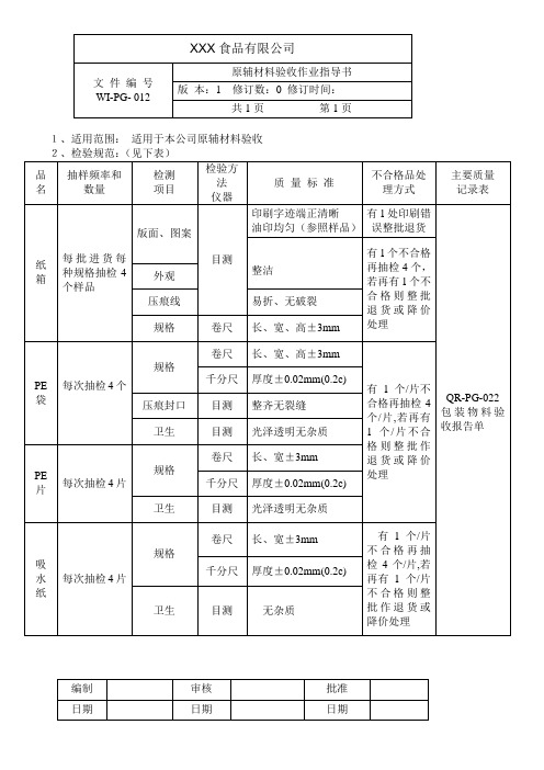 原辅材料验收作业指导书012