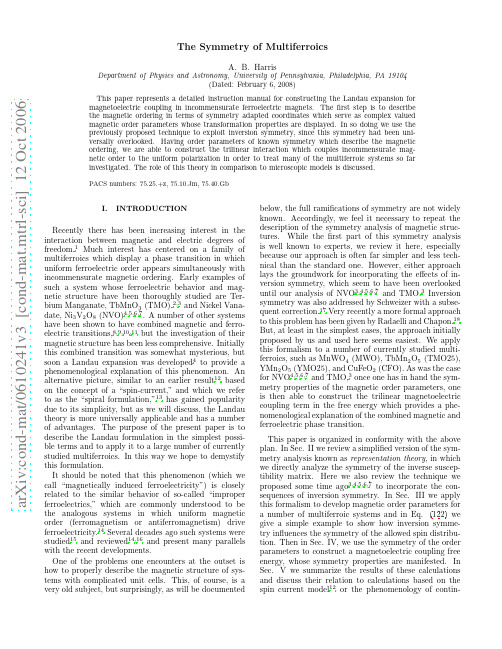The Symmetry of Multiferroics