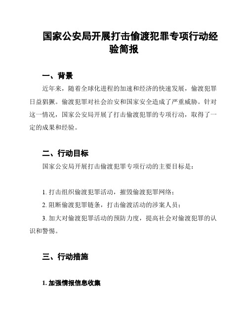 国家公安局开展打击偷渡犯罪专项行动经验简报