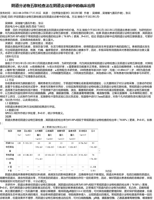 阴道分泌物五联检查法在阴道炎诊断中的临床应用