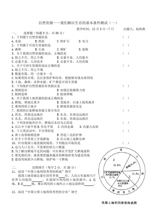 自然资源测试题