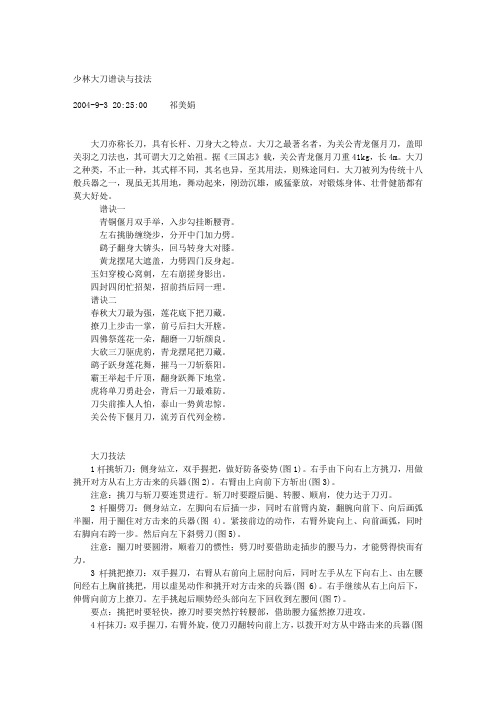 少林大刀谱诀与技法