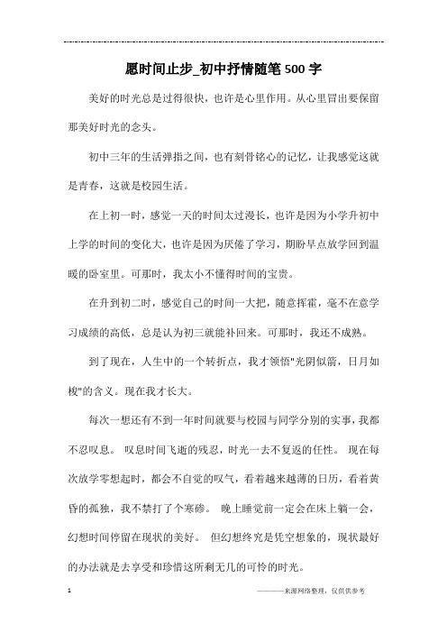 愿时间止步_初中抒情随笔500字