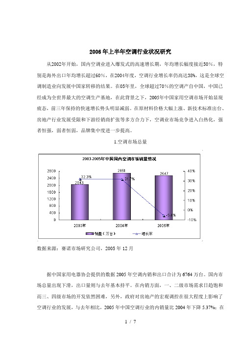 中国空调行业状况研究报告