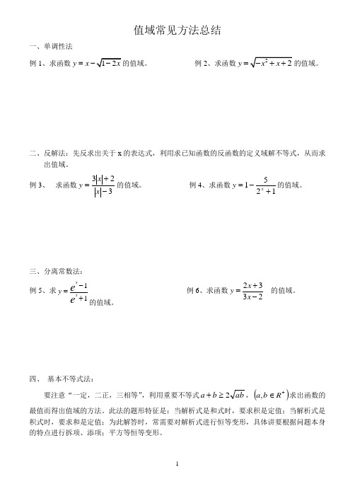 值域常见方法总结