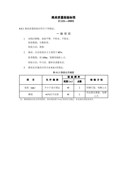 路肩质量检验标准