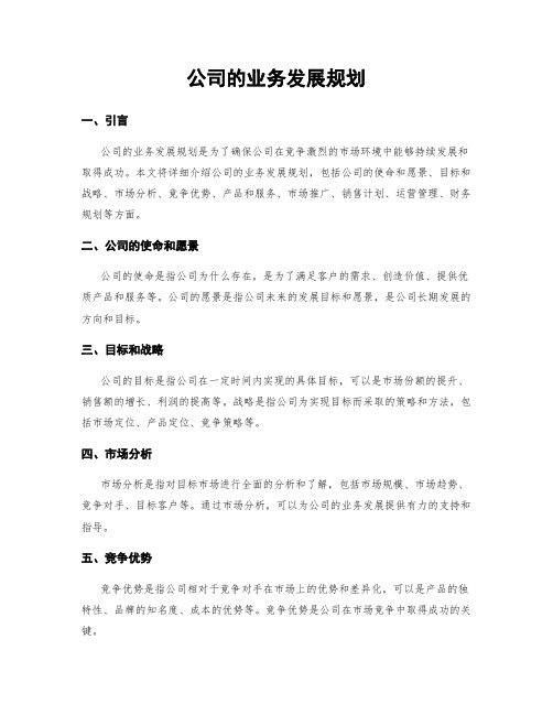 公司的业务发展规划