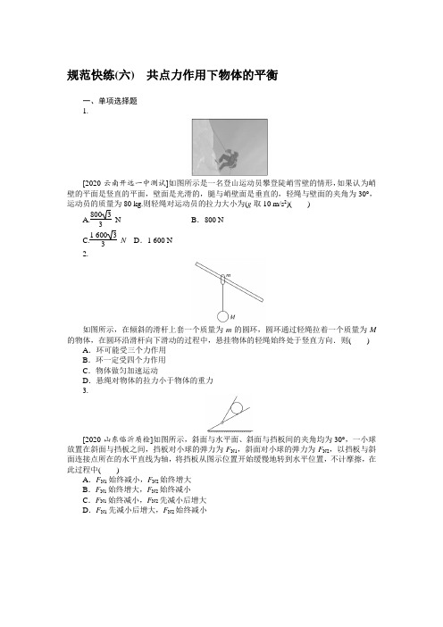 规范快练(六)—2020届高中物理【新高考】一轮全程复习构思检测