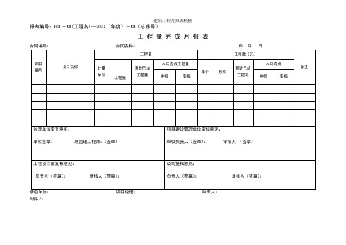 建筑工程月报表模板