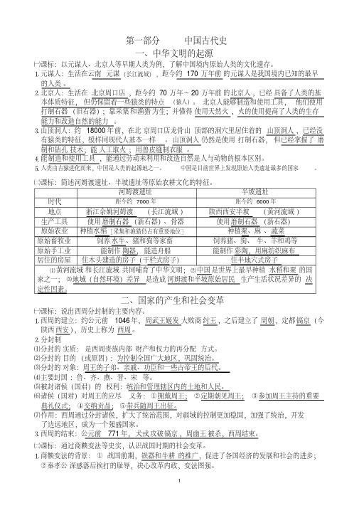 中考历史总复习提纲川教版