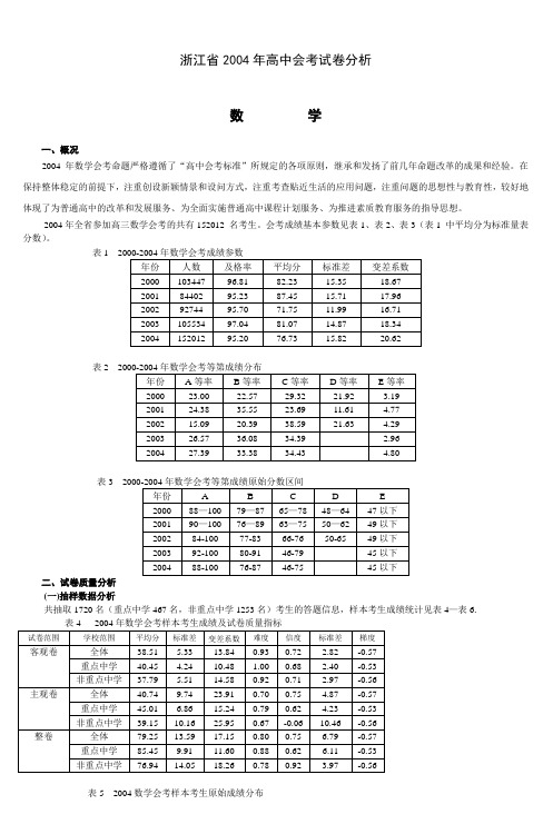 浙江省1997年高中证书会考试卷分析