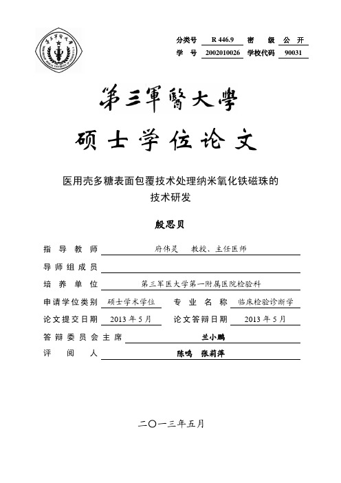 医用壳多糖表面包覆技术处理纳米氧化铁磁珠的技术研发