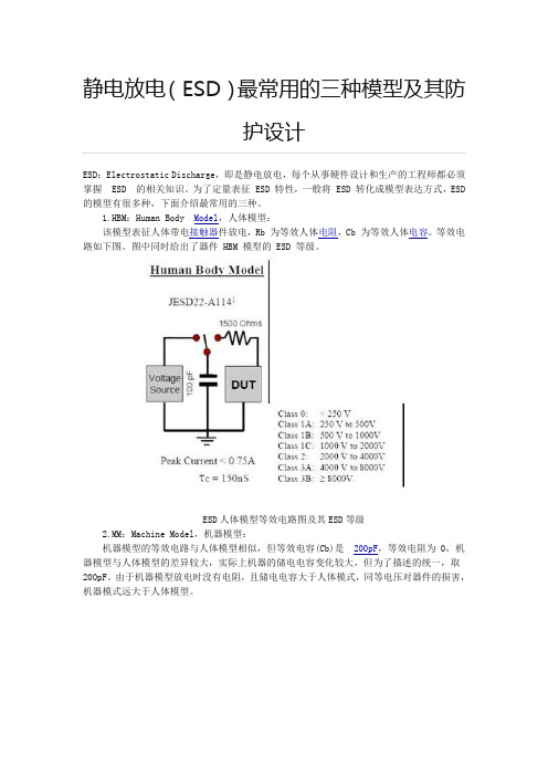 静电放电(ESD)最常用的三种模型及其防护设计