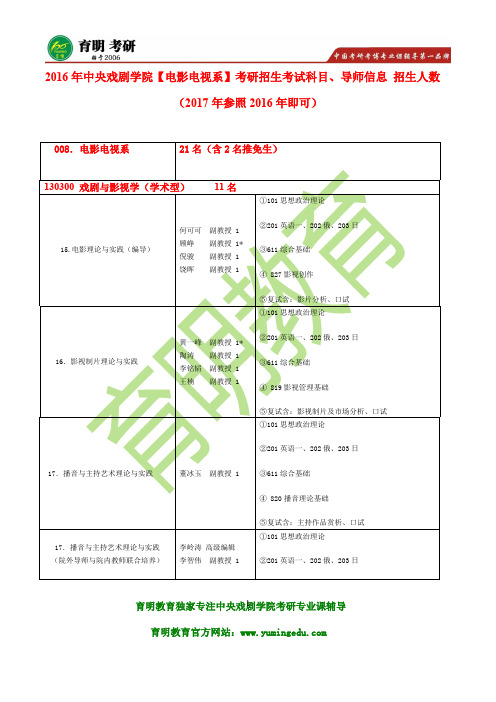 2017年中央戏剧学院电影电视系考研复试分数线 复试考核内容 编演小品 编讲故事